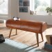 Sitzbank >WL6.086< in Braun, Echtleder / Massivholz - 100x53x40cm (BxHxT)