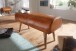Sitzbank >WL6.086< in Braun, Echtleder / Massivholz - 100x53x40cm (BxHxT)