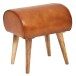 Sitzhocker >WL6.087< in Braun, Echtleder / Massivholz - 45x53x40cm (BxHxT)