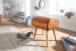 Sitzhocker >WL6.087< in Braun, Echtleder / Massivholz - 45x53x40cm (BxHxT)