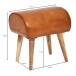 Sitzhocker >WL6.087< in Braun, Echtleder / Massivholz - 45x53x40cm (BxHxT)