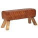 Sitzbank >WL6.089< in Braun, Echtleder / Massivholz - 89x46x35cm (BxHxT)