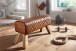 Sitzbank >WL6.089< in Braun, Echtleder / Massivholz - 89x46x35cm (BxHxT)