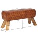 Sitzbank >WL6.089< in Braun, Echtleder / Massivholz - 89x46x35cm (BxHxT)