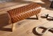 Sitzbank >WL6.089< in Braun, Echtleder / Massivholz - 89x46x35cm (BxHxT)