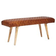 Sitzbank >WL6.091< in Braun, Echtleder - 115x53x38cm (LxHxT)