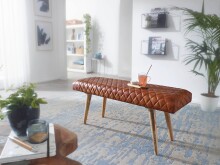 Sitzbank >WL6.091< in Braun, Echtleder - 115x53x38cm (LxHxT)
