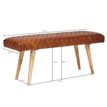 Sitzbank >WL6.091< in Braun, Echtleder - 115x53x38cm (LxHxT)