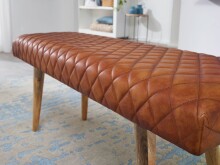 Sitzbank >WL6.091< in Braun, Echtleder - 115x53x38cm (LxHxT)