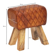 Sitzhocker >WL6.092< in Braun, Echtleder - 40x48x27cm (BxHxT)