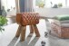 Sitzhocker >WL6.092< in Braun, Echtleder - 40x48x27cm (BxHxT)