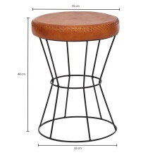 Sitzhocker >WL6.093< in Braun, Echtleder - 48x35cm (HxD)