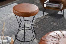 Sitzhocker >WL6.093< in Braun, Echtleder - 48x35cm (HxD)