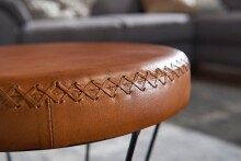 Sitzhocker >WL6.093< in Braun, Echtleder - 48x35cm (HxD)