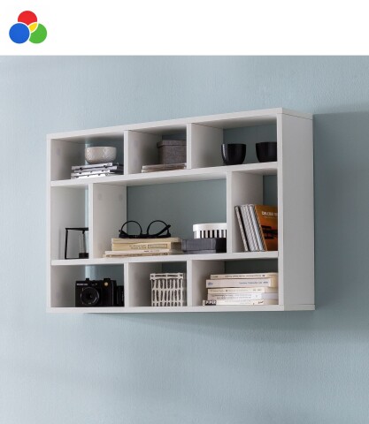 Wandregal >WL5.810< in Weiß oder Eiche Dekor, Holzwerkstoff - 75x51x16cm (BxHxT)