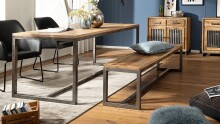 Sitzbank >WL6.143< in Mango, Massivholz / Metall - 120x46x45cm (BxHxT)