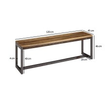 Sitzbank >WL6.143< in Mango, Massivholz / Metall - 120x46x45cm (BxHxT)