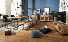 Sitzbank >WL6.143< in Mango, Massivholz / Metall - 120x46x45cm (BxHxT)