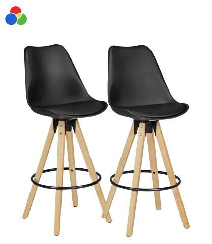 Barhocker >LIMA< (2-teilig) in Schwarz oder mit natur - 45x113x45cm (BxHxT)