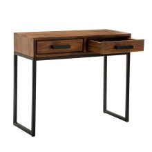 Konsolentisch >WL6.147< in Sheesham, Massivholz / Metall - 90x77x36cm (BxHxT)