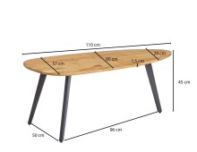 Couchtisch >WL6.157< in Akazie, Massivholz / Metall - 45x60cm (HxT)