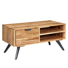 Couchtisch >WL6.154< in Akazie, Massivholz / Metall - 95x45x45cm (BxHxT)