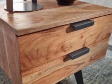 Nachtkommode >WL6.156< in Akazie, Massivholz / Metall - 47x65x35cm (BxHxT)
