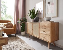 Sideboard >WL6.159< in Mango, Massivholz - 140x75x40cm (BxHxT)