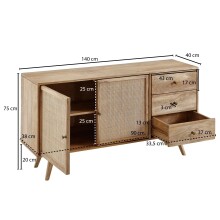 Sideboard >WL6.159< in Mango, Massivholz - 140x75x40cm (BxHxT)
