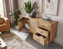 Sideboard >WL6.159< in Mango, Massivholz - 140x75x40cm (BxHxT)