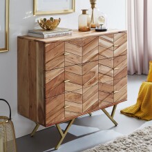 Kommode >WL6.161< in Akazie, Massivholz / Metall - 90x86x40cm (BxHxT)