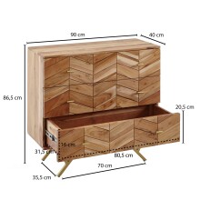 Kommode >WL6.161< in Akazie, Massivholz / Metall - 90x86x40cm (BxHxT)