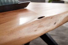 Couchtisch >WL6.163< in Akazie, Massivholz / Edelstahl - 37x64cm (HxT)