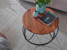 Couchtisch >WL6.171< in Sheesham, Massivholz / Edelstahl - 40x60cm (HxD)