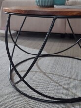Couchtisch >WL6.171< in Sheesham, Massivholz / Edelstahl - 40x60cm (HxD)
