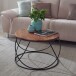 Couchtisch >WL6.171< in Sheesham, Massivholz / Edelstahl - 40x60cm (HxD)