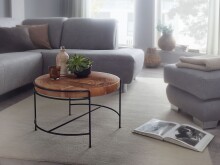 Couchtisch >WL6.174< in Akazie, Massivholz / Edelstahl - 40x62cm (HxD)