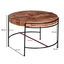 Couchtisch >WL6.174< in Akazie, Massivholz / Edelstahl - 40x62cm (HxD)