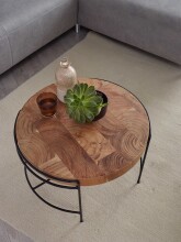 Couchtisch >WL6.174< in Akazie, Massivholz / Edelstahl - 40x62cm (HxD)