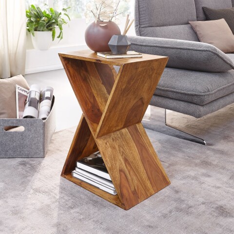 Beistelltisch >WL6.175< in Sheesham, Massivholz - 43x60x30cm (BxHxT)