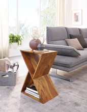 Beistelltisch >WL6.175< in Sheesham, Massivholz - 43x60x30cm (BxHxT)