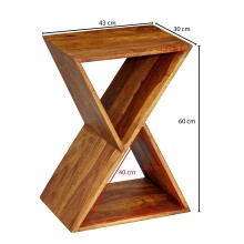 Beistelltisch >WL6.175< in Sheesham, Massivholz - 43x60x30cm (BxHxT)