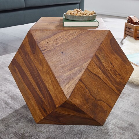 Beistelltisch >WL6.177< in Sheesham, Massivholz - 43x57x57cm (BxHxT)