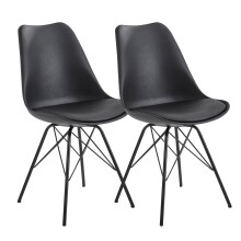 Esszimmerstuhl >WL6.183< (2er-Set) in Schwarz -...