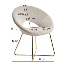 Esszimmersessel >WL6.191< in Beige, Samt-Stoff - 57x83x60cm (BxHxT)