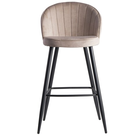 Barhocker >WL6.291< in Beige, Samt-Bezug / Metall - 56x103x53cm (BxHxT)