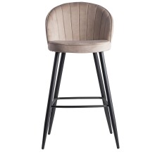 Barhocker >WL6.291< in Beige, Samt-Bezug / Metall - 56x103x53cm (BxHxT)