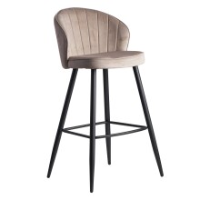 Barhocker >WL6.291< in Beige, Samt-Bezug / Metall - 56x103x53cm (BxHxT)