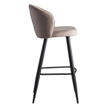 Barhocker >WL6.291< in Beige, Samt-Bezug / Metall - 56x103x53cm (BxHxT)