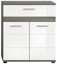 Midischrank >Blake< in Rauchsilber/Weiß hochglanz - 70x79x31cm (BxHxT)